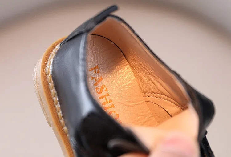 PU Leather Velcro Stretchy Lace Shoes