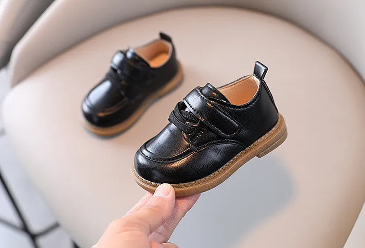 PU Leather Velcro Stretchy Lace Shoes