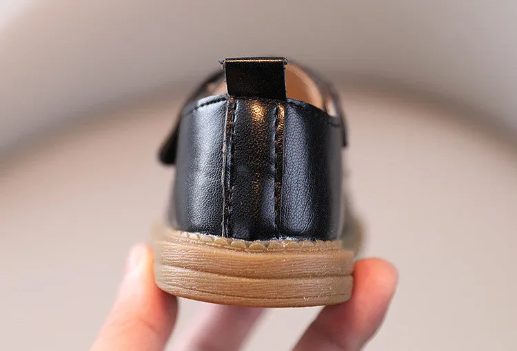 PU Leather Velcro Stretchy Lace Shoes