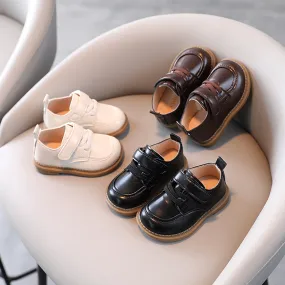 PU Leather Velcro Stretchy Lace Shoes