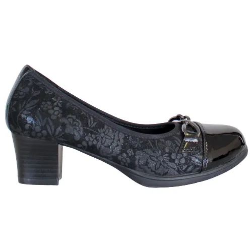 Redz Block Heeled Pumps- 6E964 - Black