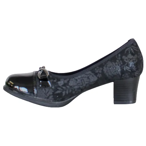 Redz Block Heeled Pumps- 6E964 - Black