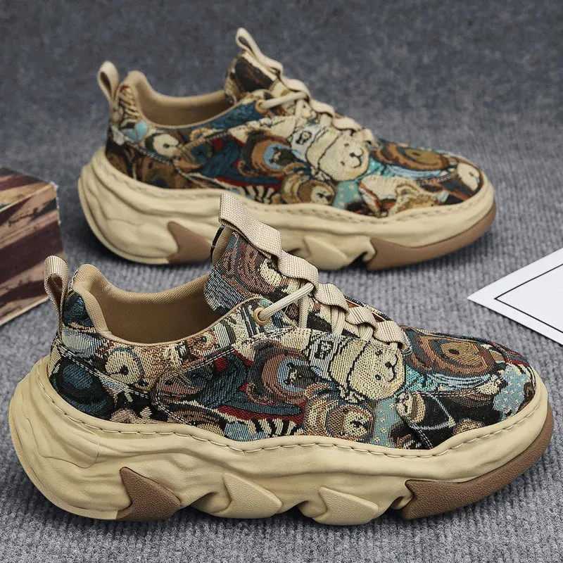 Retro Men’s Casual Sneakers 2023 – Breathable Chunky Platform Shoes, Designer Height-Increasing Trainers