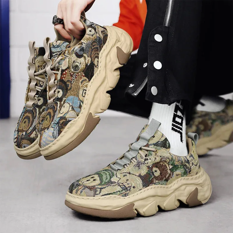 Retro Men’s Casual Sneakers 2023 – Breathable Chunky Platform Shoes, Designer Height-Increasing Trainers