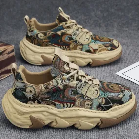 Retro Men’s Casual Sneakers 2023 – Breathable Chunky Platform Shoes, Designer Height-Increasing Trainers