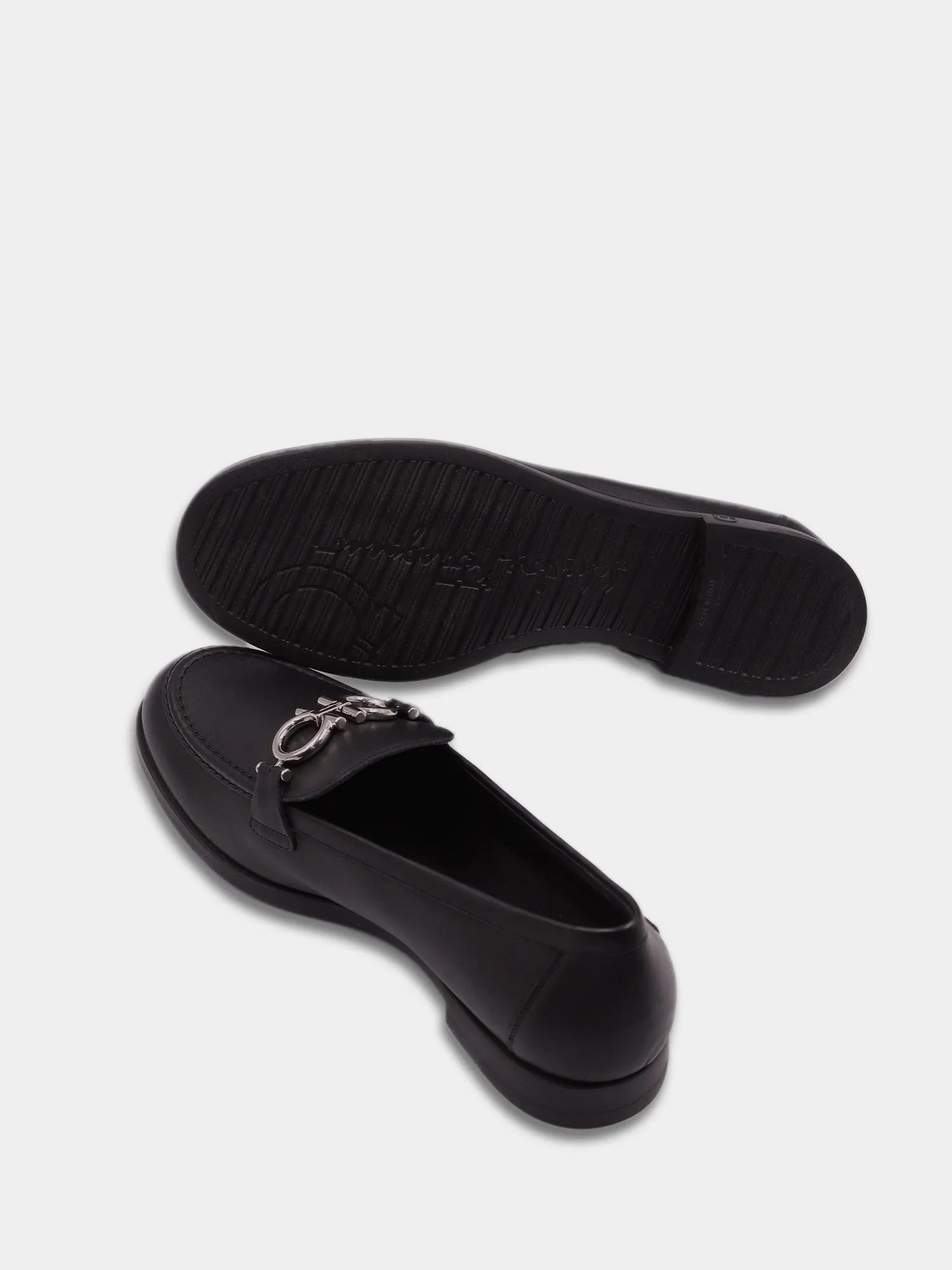 Salvatore Ferragamo Rolo Divis 1.0cm Leather Loafers - Black