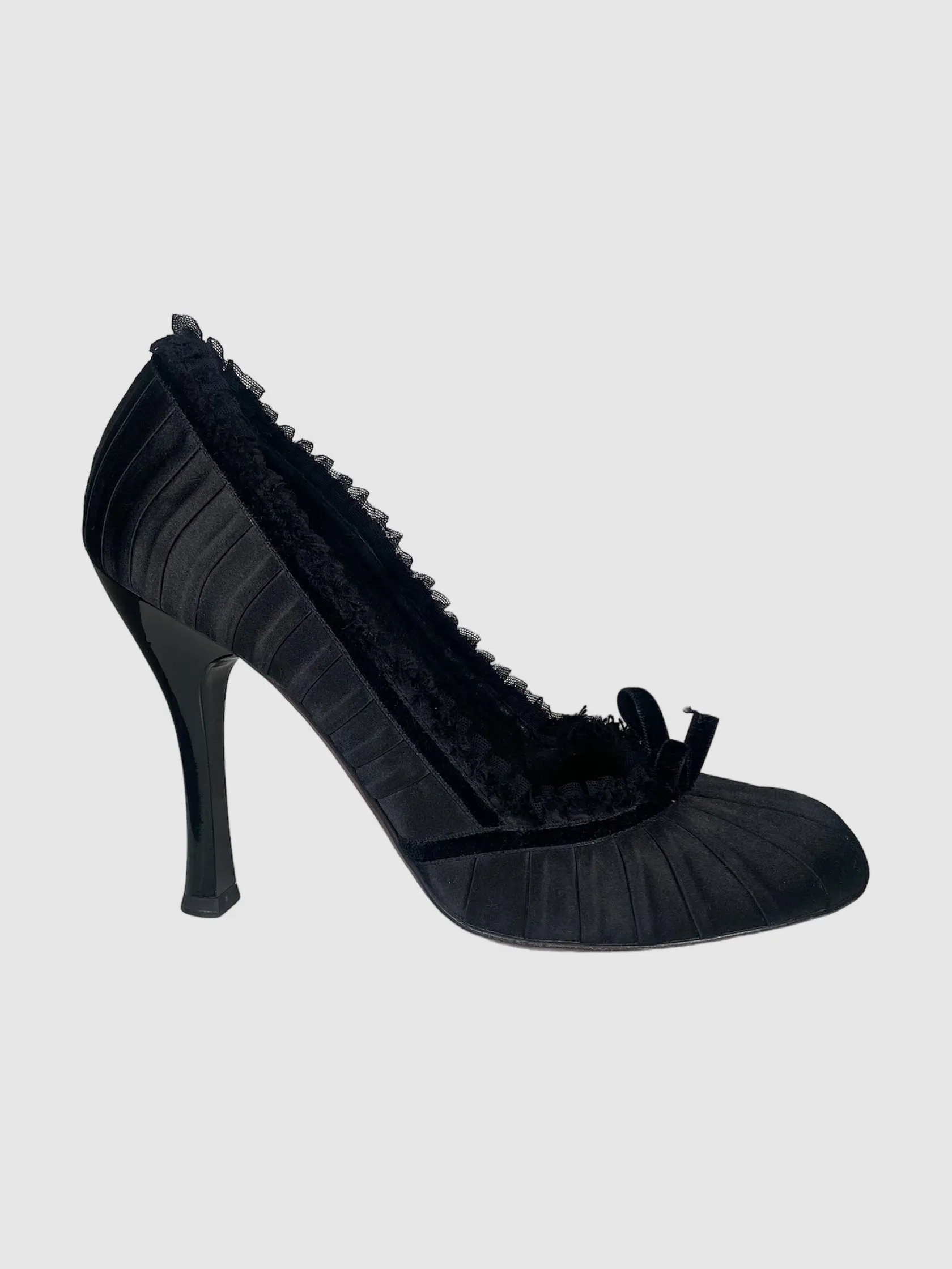 Satin Frill Trim Pumps - Size 39.5