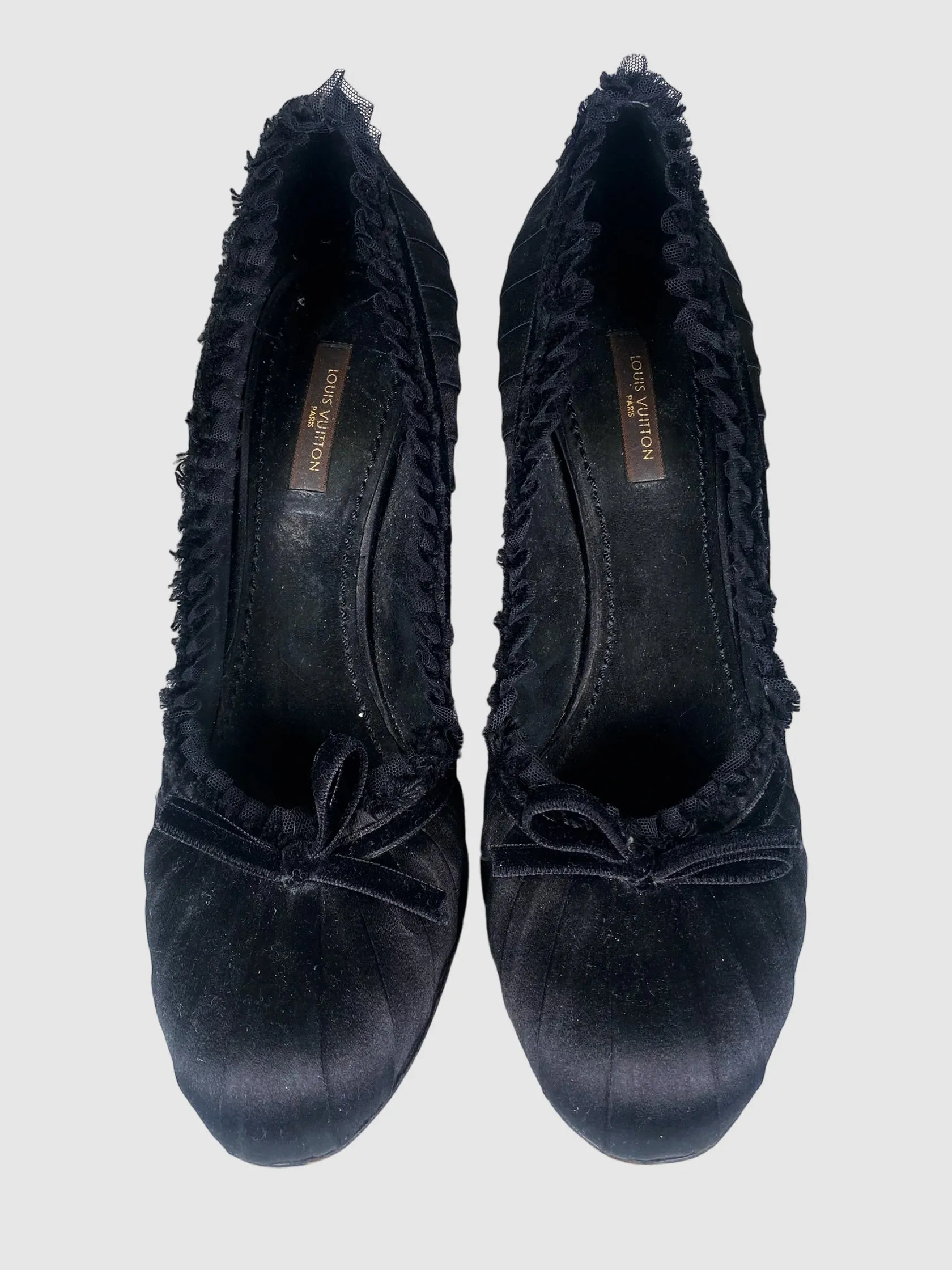 Satin Frill Trim Pumps - Size 39.5