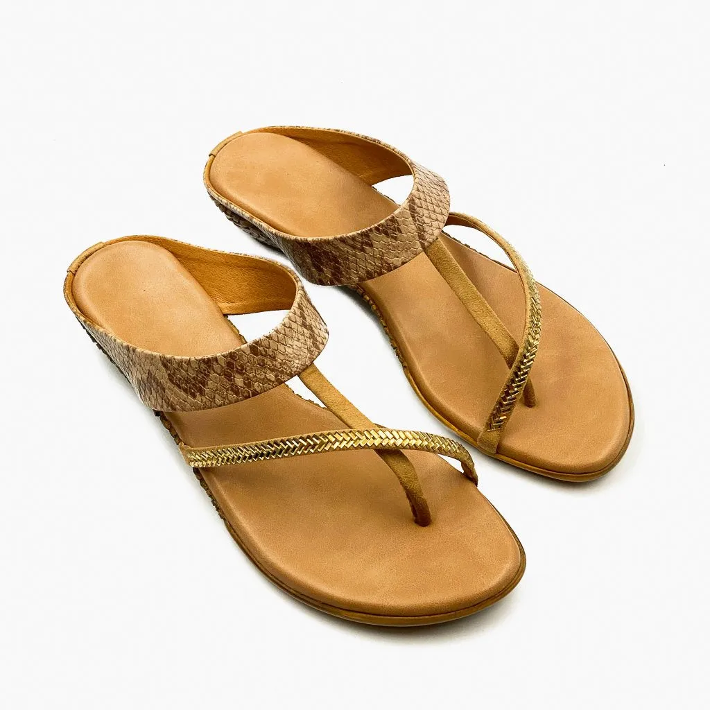 Stud Embellished Snake Print Slip Ons