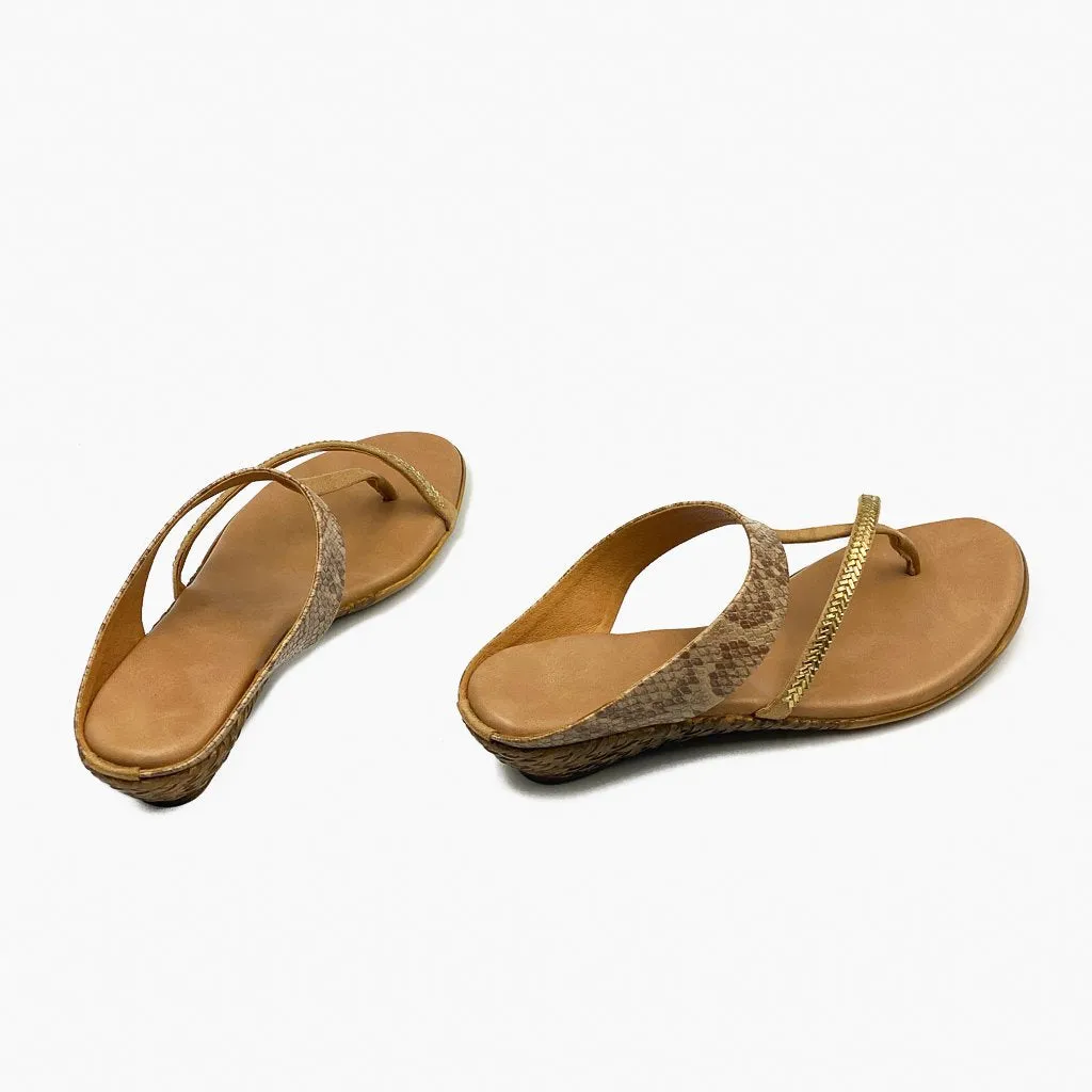 Stud Embellished Snake Print Slip Ons
