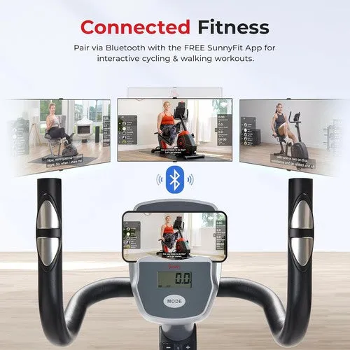 Sunny Health & Fitness Magnetic Recumbent Bike w/ Adjustable Wide Cushion Seat