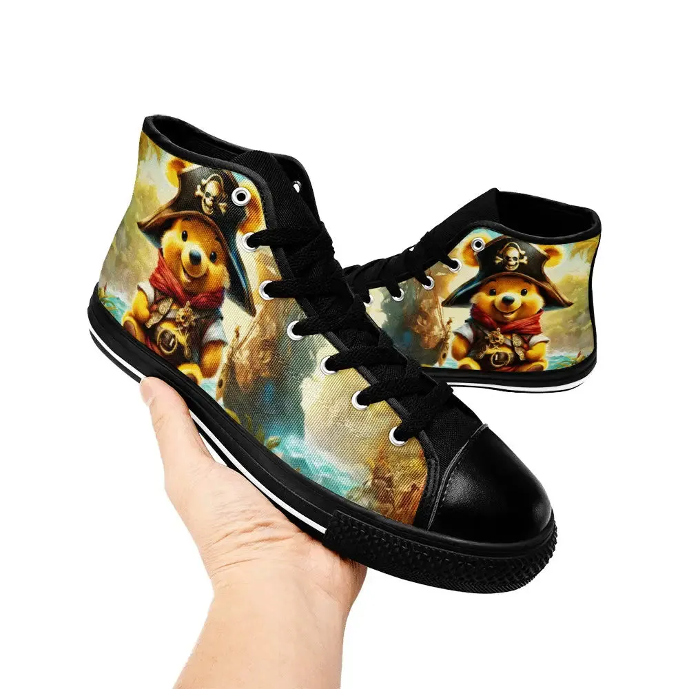 Winnie the pooh Pirate Shoes High Top Sneakers for Kids and Adults