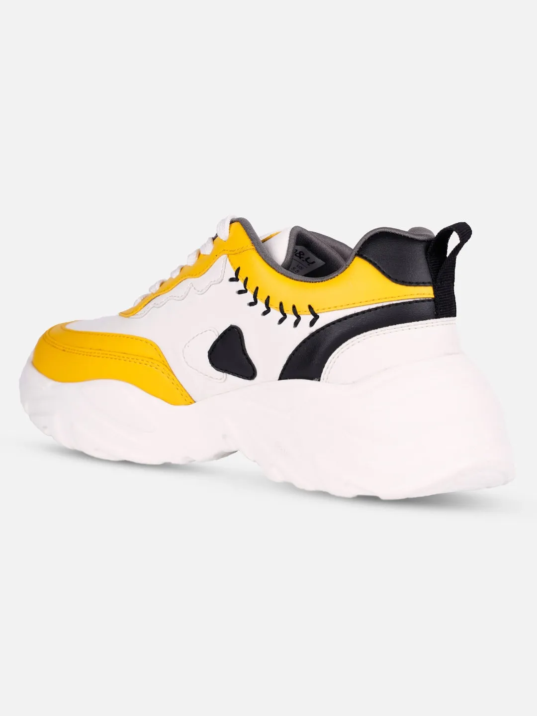 Women's White/Yellow All Seasons Wearing Sneakers (IU1002)