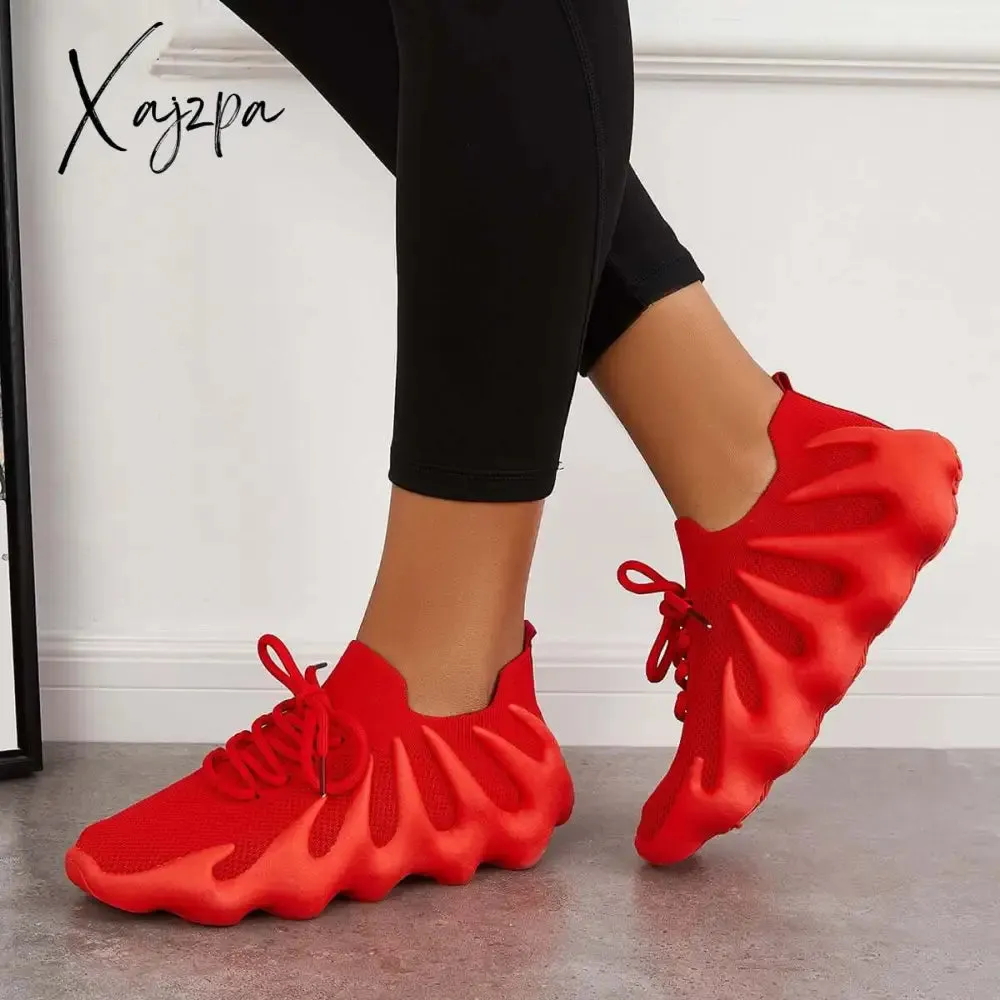Xajzpa - Lightweight Slip on Running Sneakers Knitted Walking Shoes