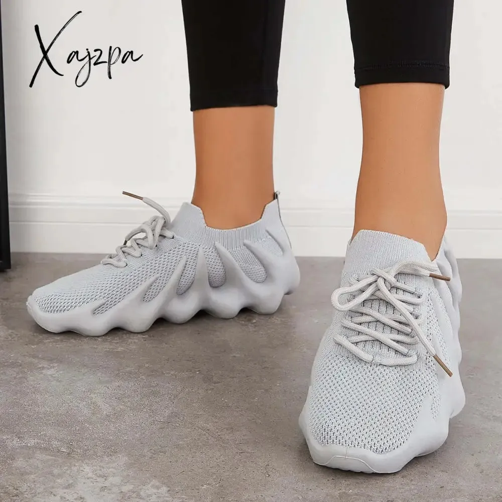 Xajzpa - Lightweight Slip on Running Sneakers Knitted Walking Shoes