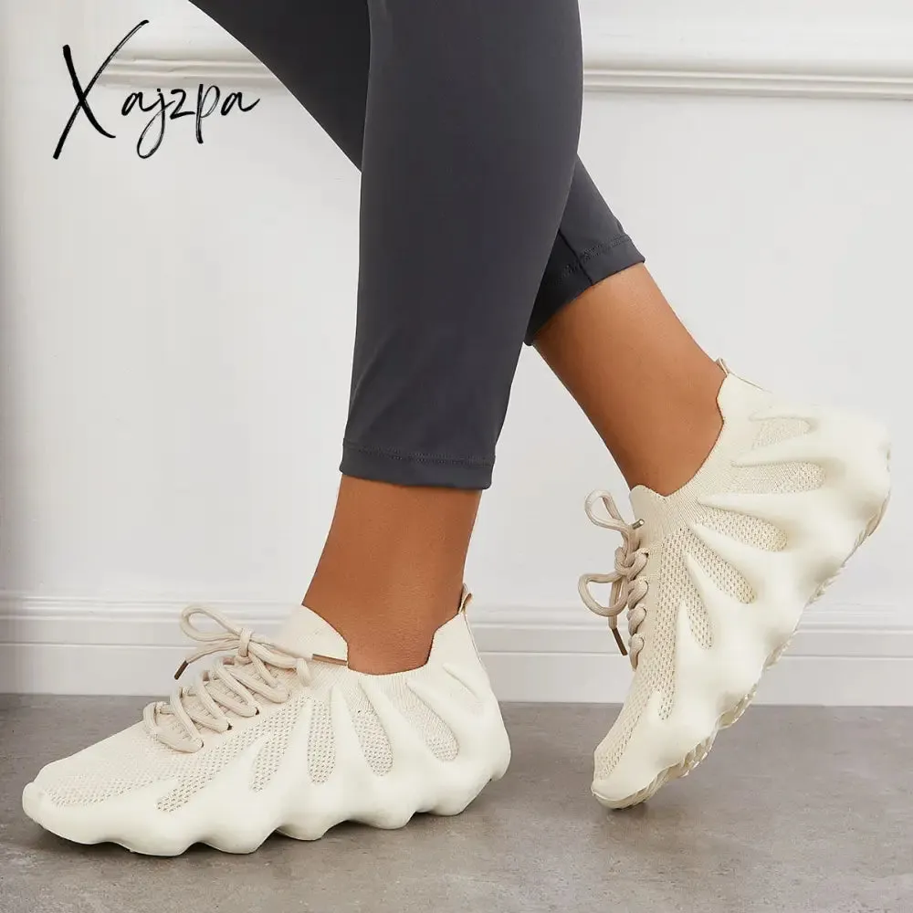 Xajzpa - Lightweight Slip on Running Sneakers Knitted Walking Shoes