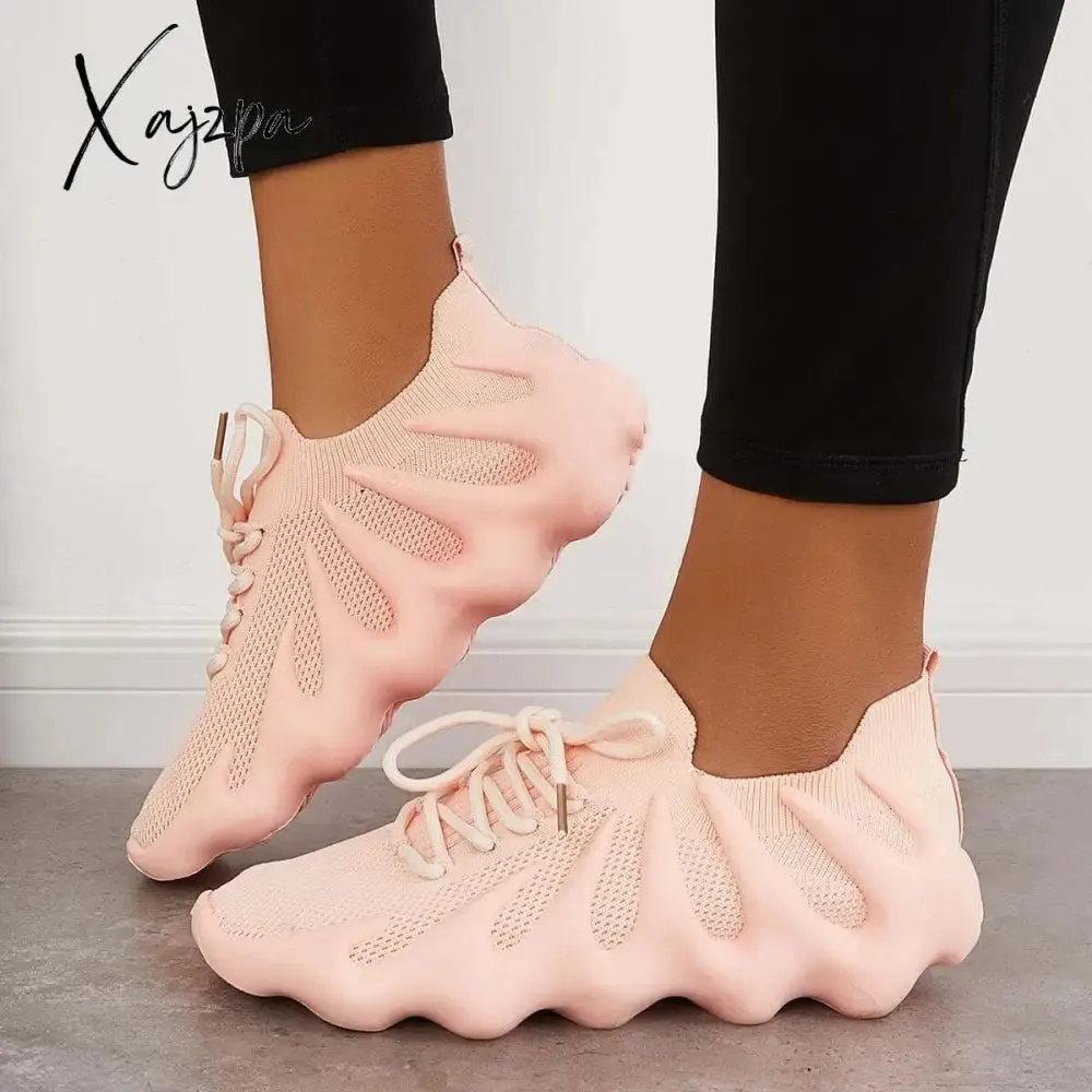 Xajzpa - Lightweight Slip on Running Sneakers Knitted Walking Shoes