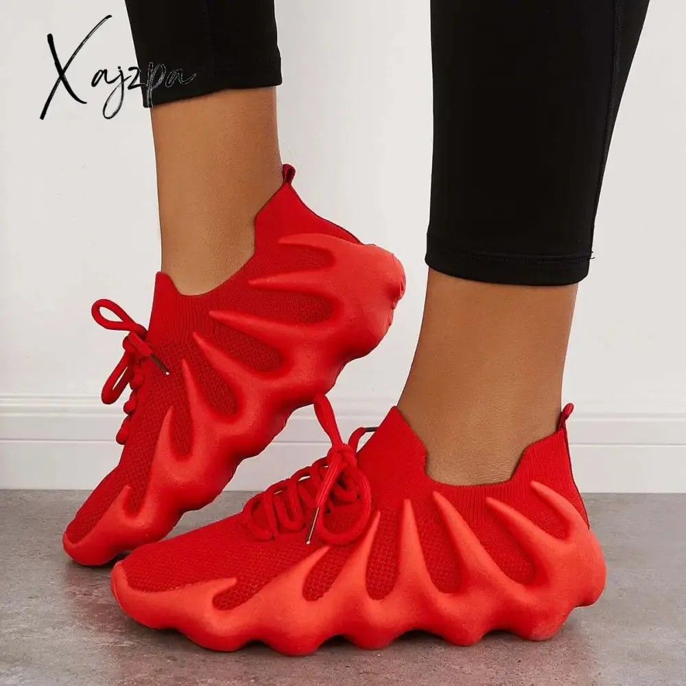 Xajzpa - Lightweight Slip on Running Sneakers Knitted Walking Shoes
