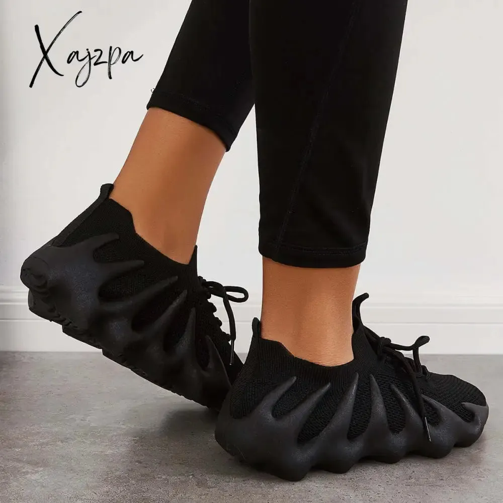 Xajzpa - Lightweight Slip on Running Sneakers Knitted Walking Shoes