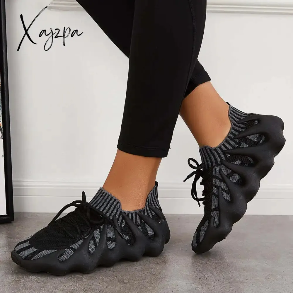 Xajzpa - Lightweight Slip on Running Sneakers Knitted Walking Shoes
