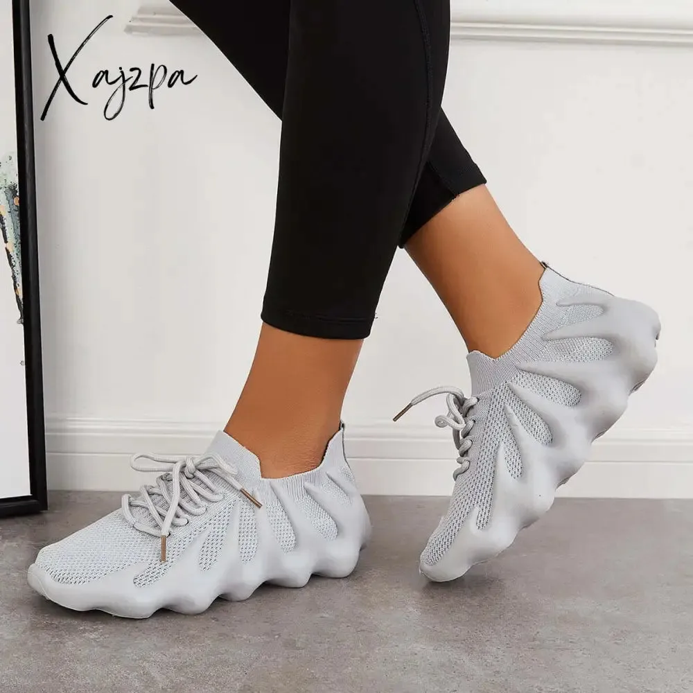 Xajzpa - Lightweight Slip on Running Sneakers Knitted Walking Shoes