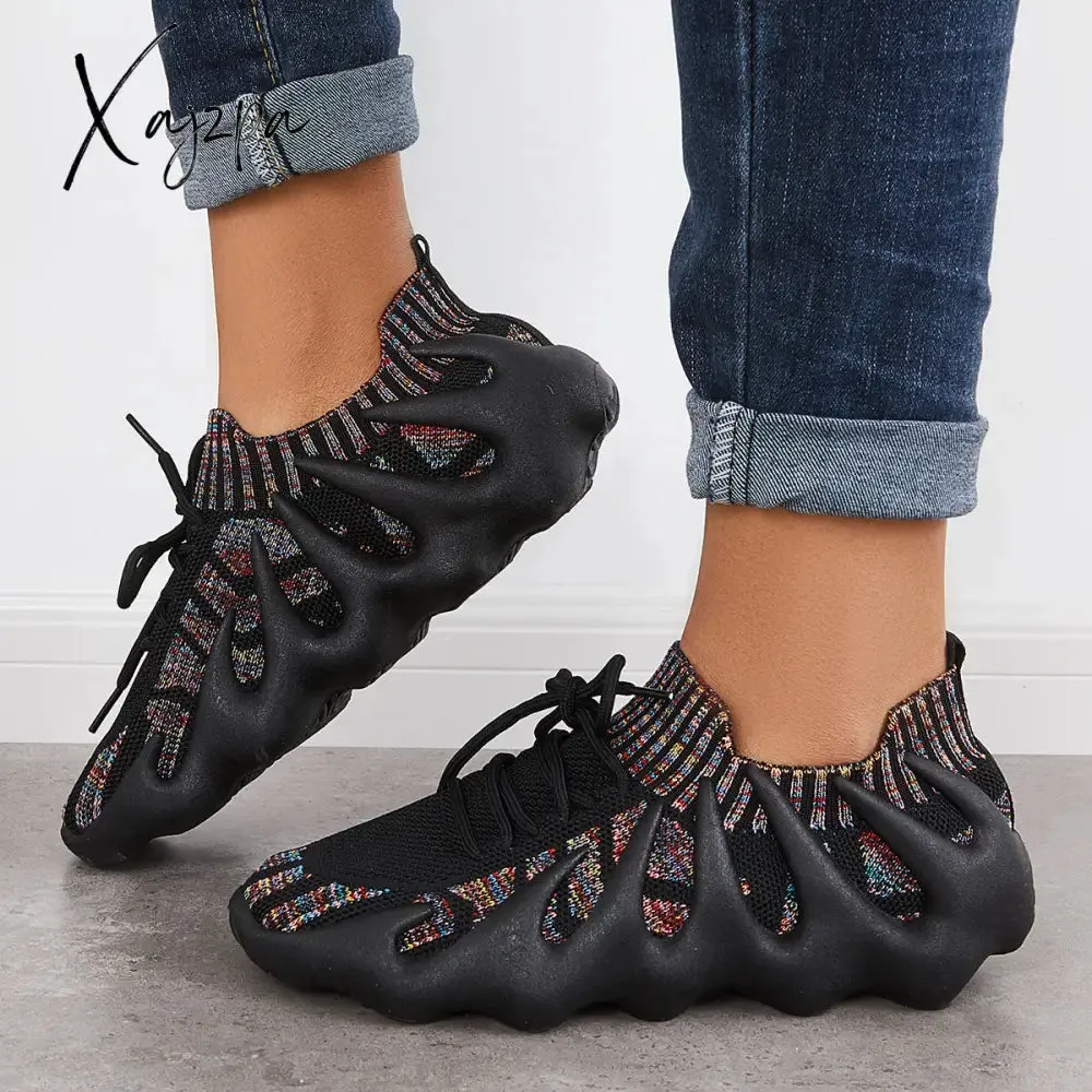 Xajzpa - Lightweight Slip on Running Sneakers Knitted Walking Shoes