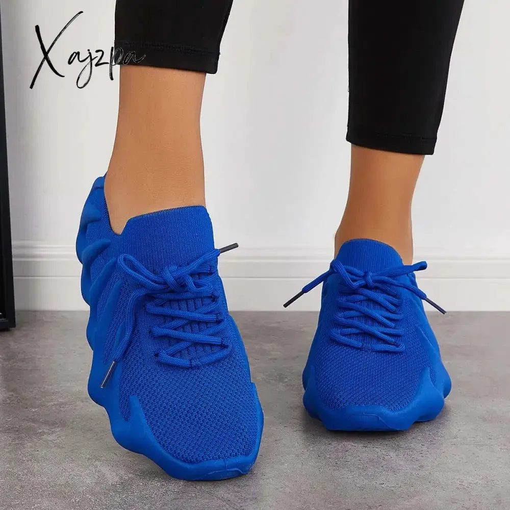 Xajzpa - Lightweight Slip on Running Sneakers Knitted Walking Shoes