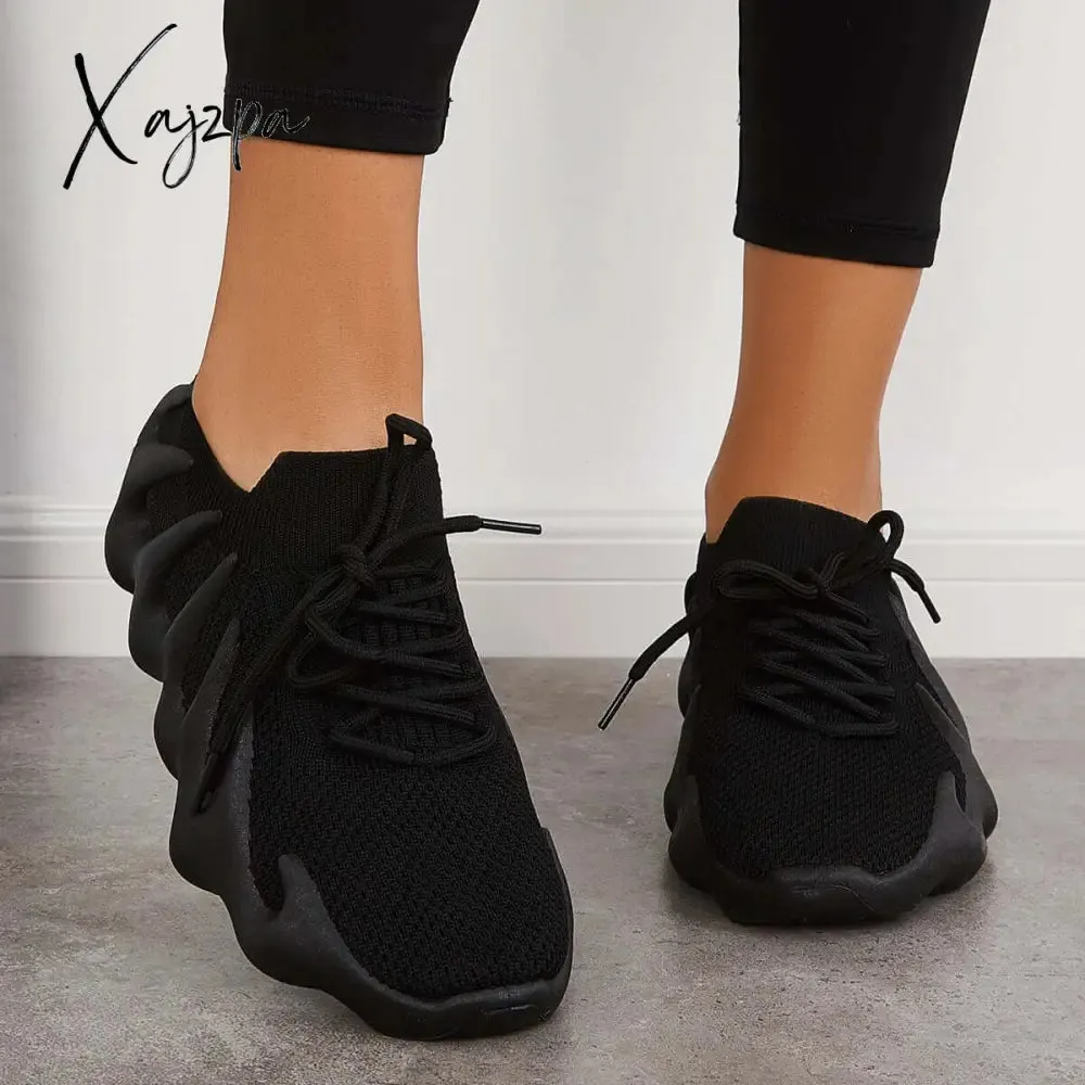 Xajzpa - Lightweight Slip on Running Sneakers Knitted Walking Shoes