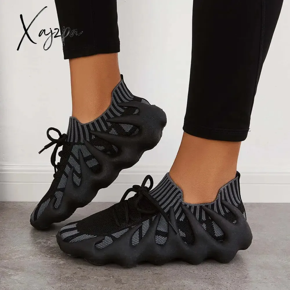 Xajzpa - Lightweight Slip on Running Sneakers Knitted Walking Shoes