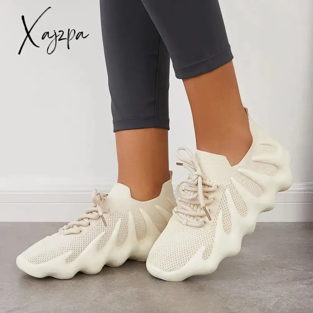 Xajzpa - Lightweight Slip on Running Sneakers Knitted Walking Shoes