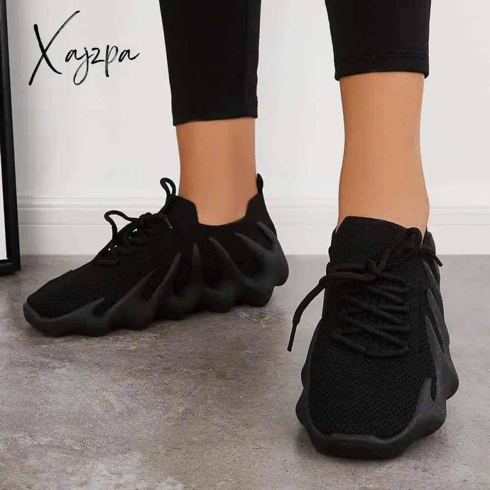 Xajzpa - Lightweight Slip on Running Sneakers Knitted Walking Shoes