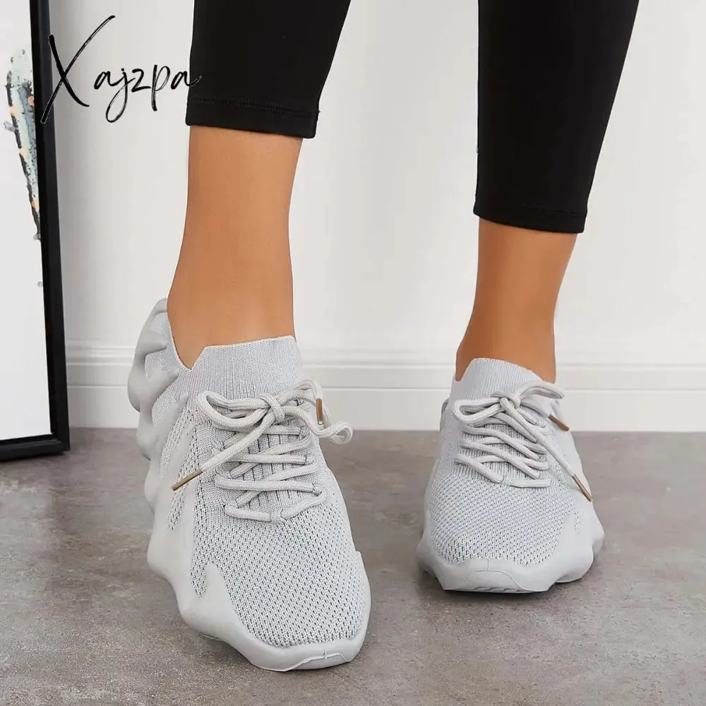 Xajzpa - Lightweight Slip on Running Sneakers Knitted Walking Shoes