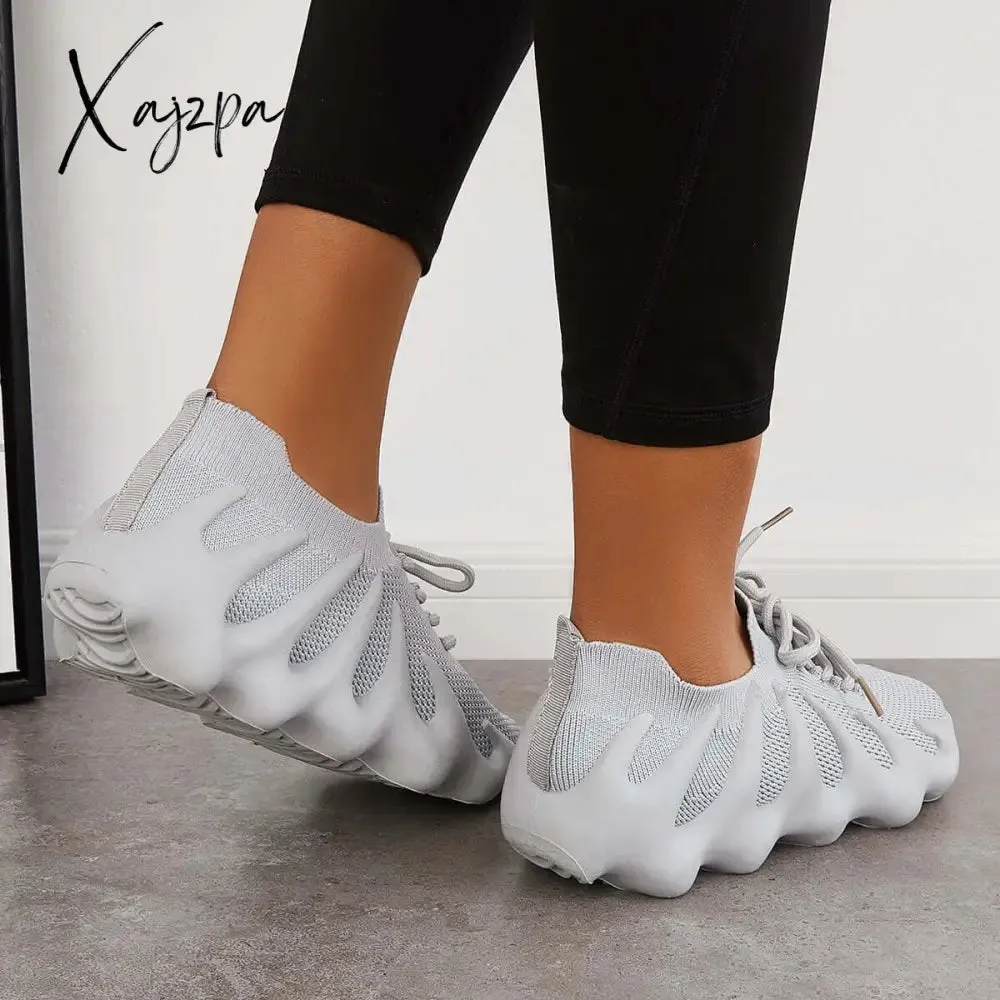 Xajzpa - Lightweight Slip on Running Sneakers Knitted Walking Shoes