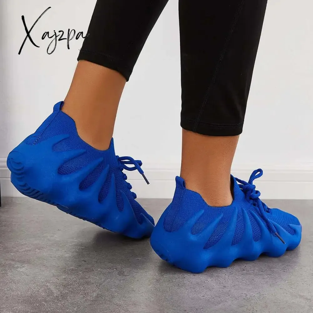 Xajzpa - Lightweight Slip on Running Sneakers Knitted Walking Shoes