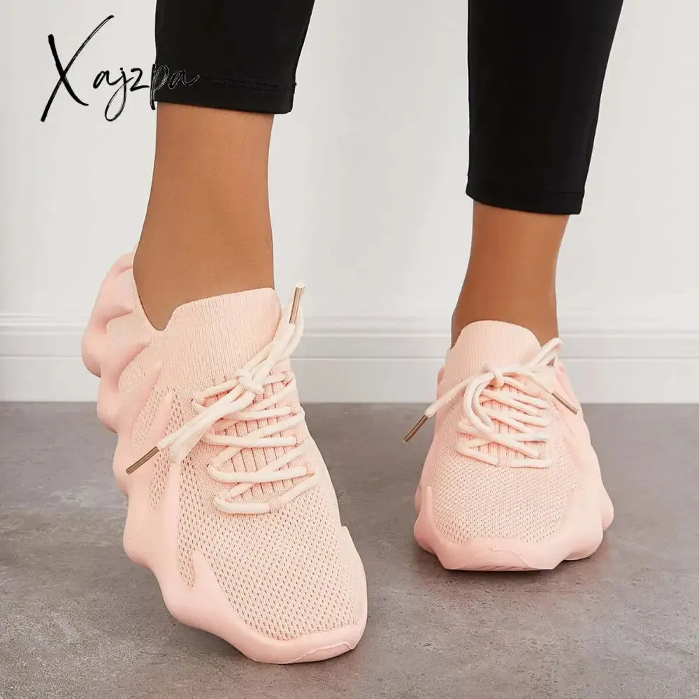 Xajzpa - Lightweight Slip on Running Sneakers Knitted Walking Shoes