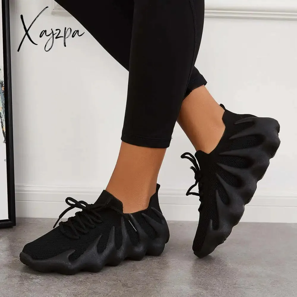 Xajzpa - Lightweight Slip on Running Sneakers Knitted Walking Shoes