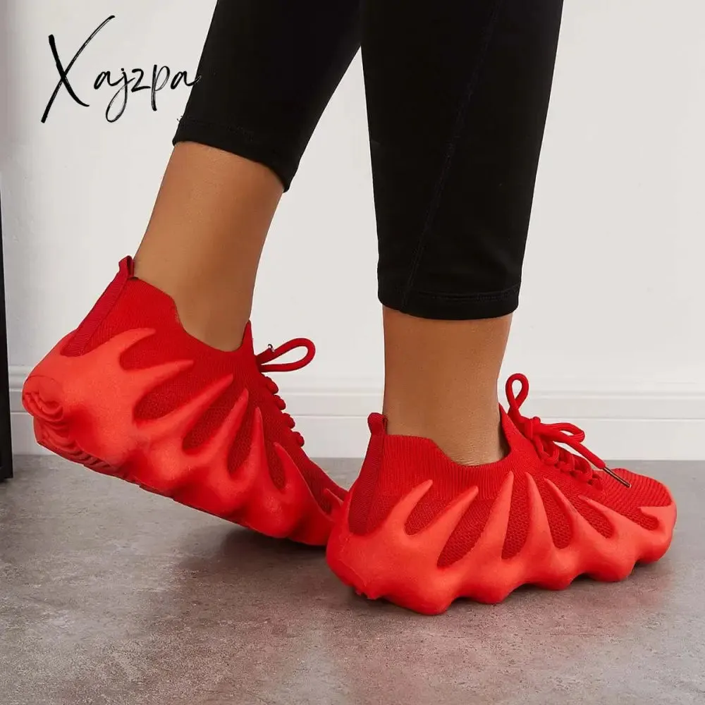 Xajzpa - Lightweight Slip on Running Sneakers Knitted Walking Shoes