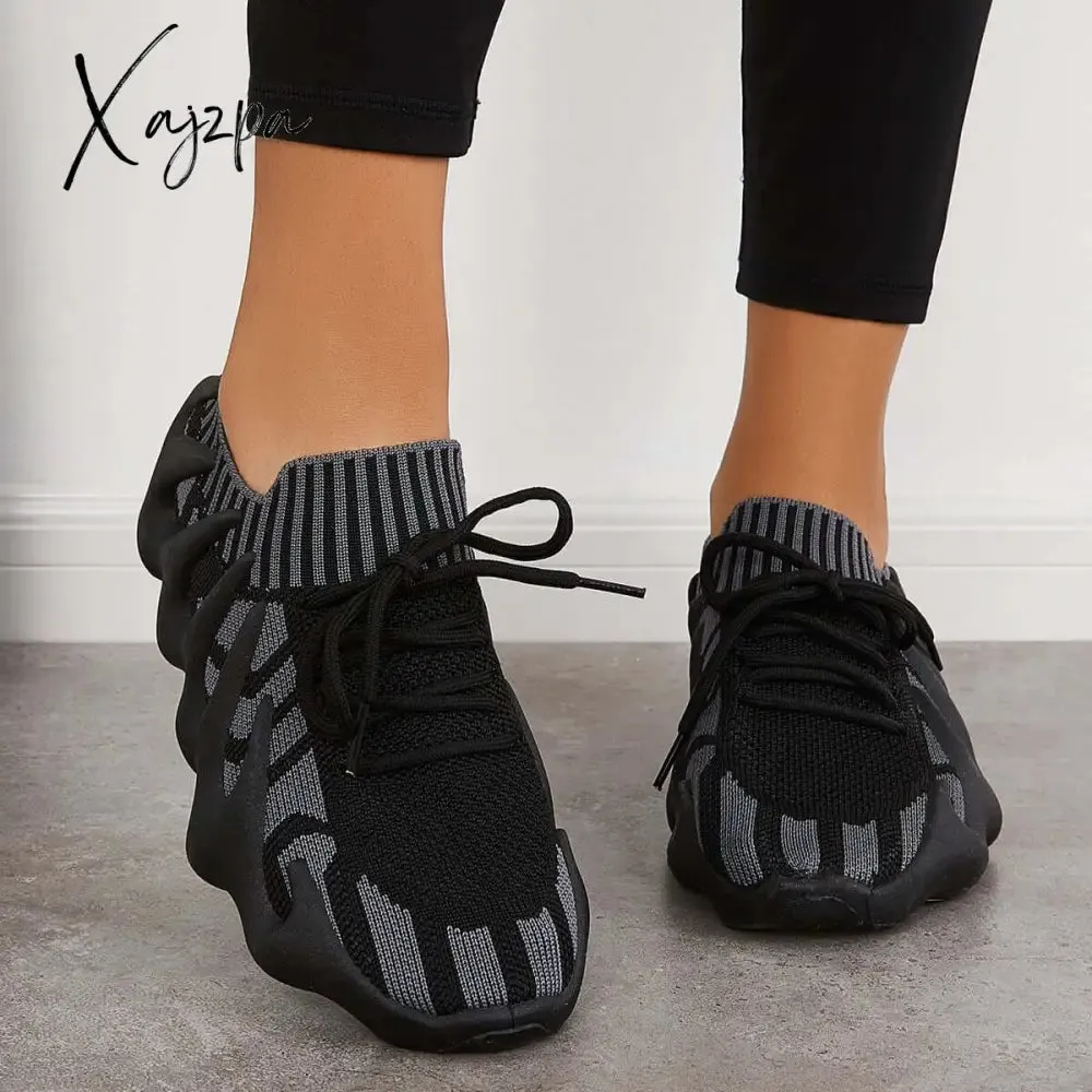 Xajzpa - Lightweight Slip on Running Sneakers Knitted Walking Shoes