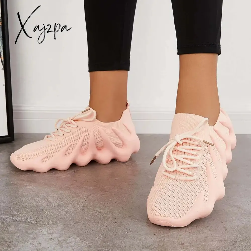 Xajzpa - Lightweight Slip on Running Sneakers Knitted Walking Shoes