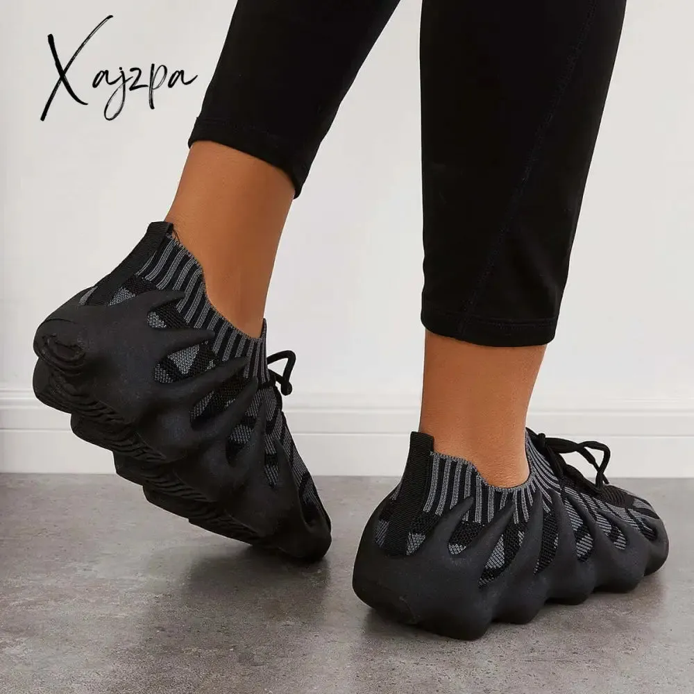 Xajzpa - Lightweight Slip on Running Sneakers Knitted Walking Shoes