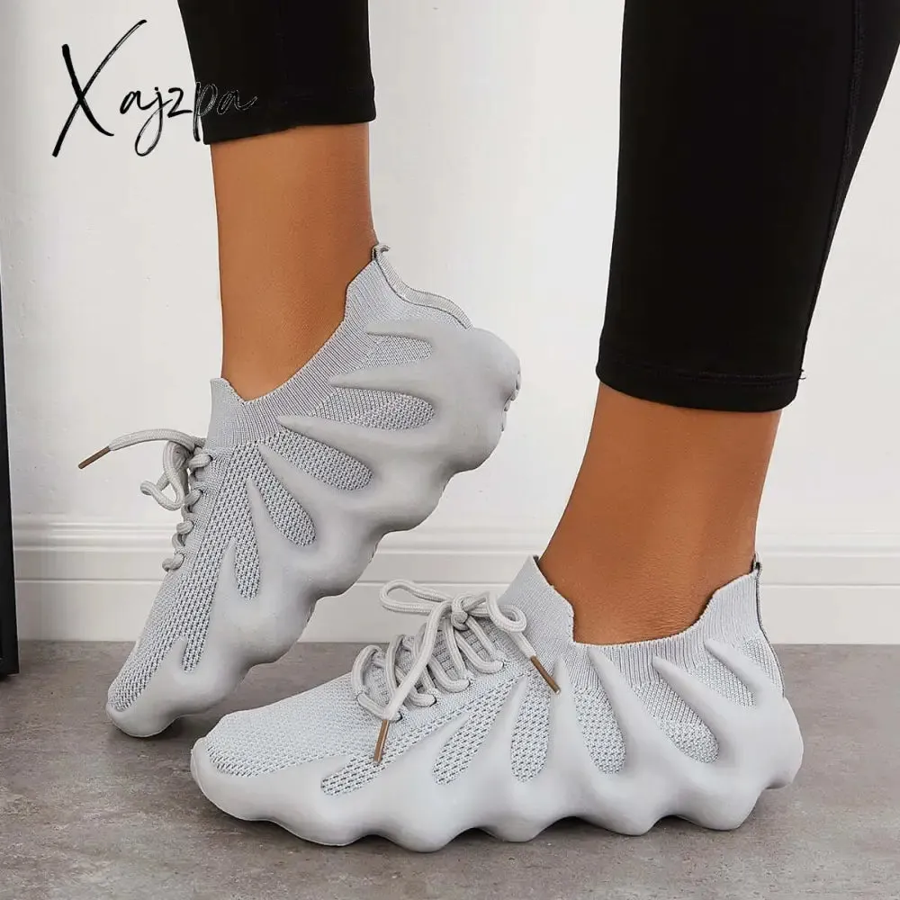 Xajzpa - Lightweight Slip on Running Sneakers Knitted Walking Shoes