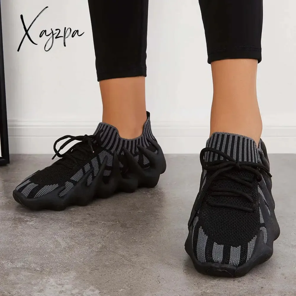 Xajzpa - Lightweight Slip on Running Sneakers Knitted Walking Shoes