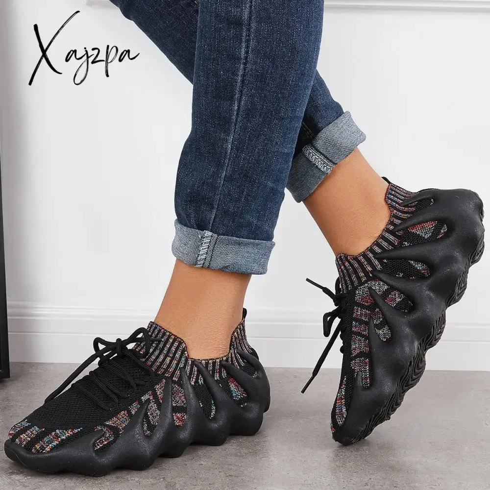 Xajzpa - Lightweight Slip on Running Sneakers Knitted Walking Shoes