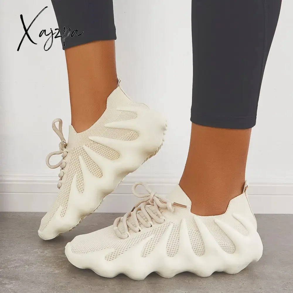 Xajzpa - Lightweight Slip on Running Sneakers Knitted Walking Shoes