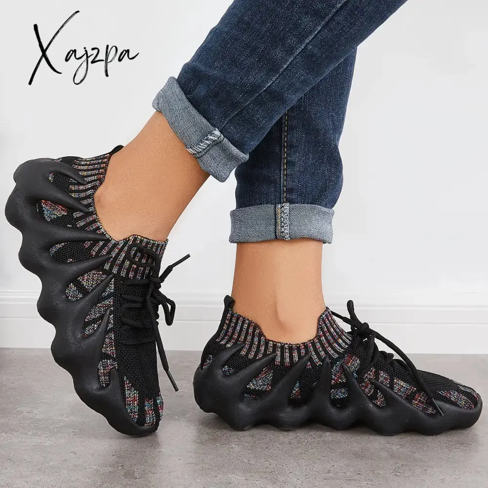 Xajzpa - Lightweight Slip on Running Sneakers Knitted Walking Shoes