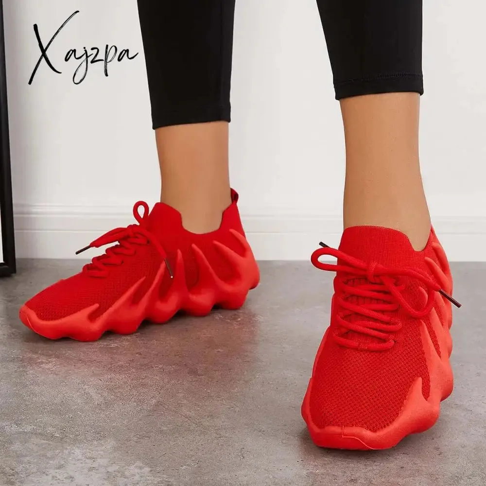 Xajzpa - Lightweight Slip on Running Sneakers Knitted Walking Shoes
