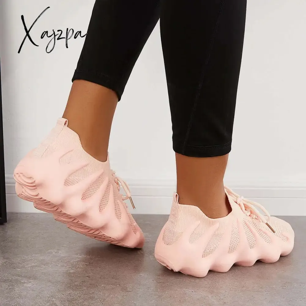 Xajzpa - Lightweight Slip on Running Sneakers Knitted Walking Shoes