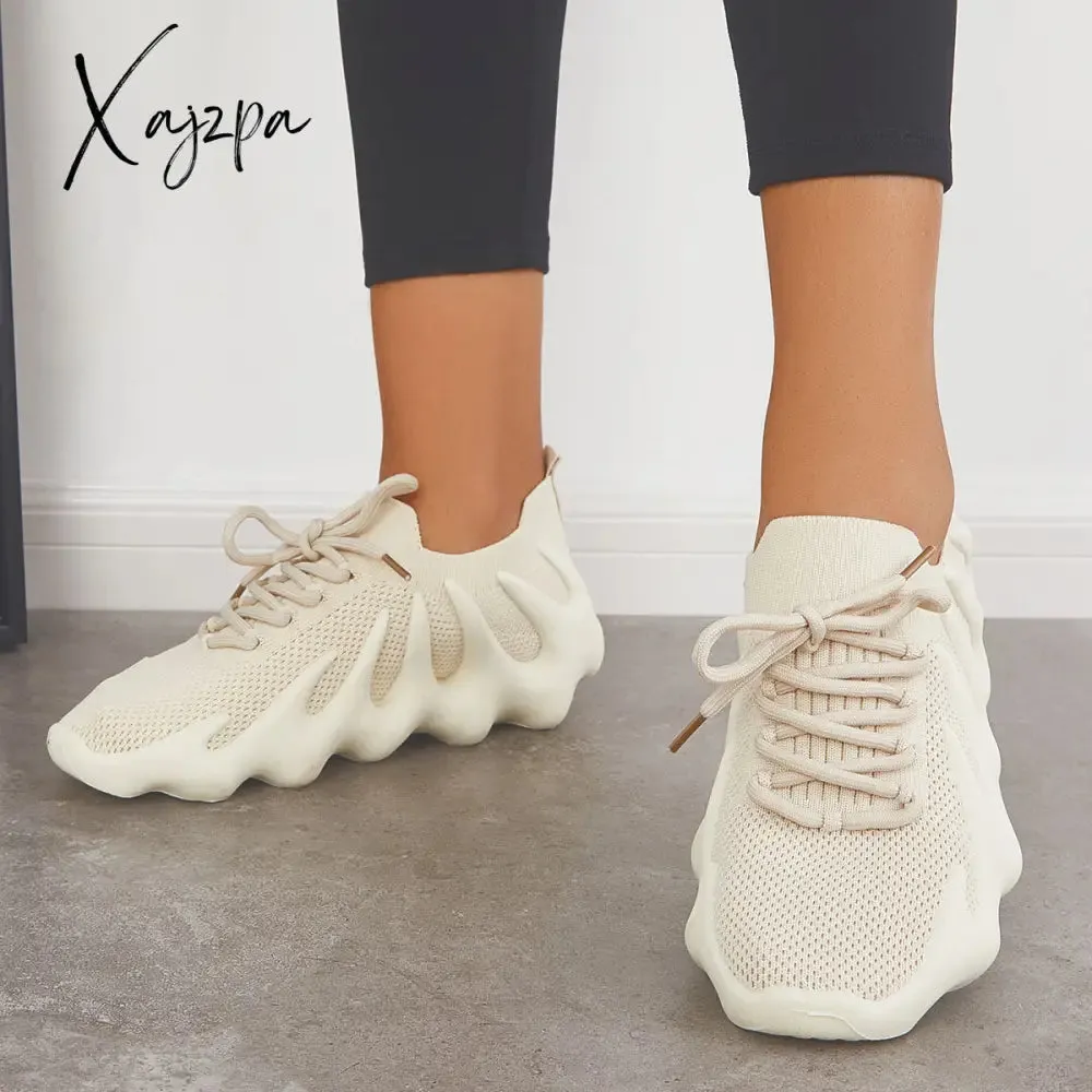 Xajzpa - Lightweight Slip on Running Sneakers Knitted Walking Shoes